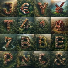 House in jungle lettering. AI generated illustration