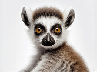 Obraz premium Madagaskar animal baby portrait. Generative AI illustration