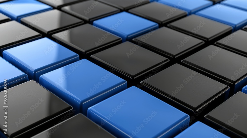 Poster vibrant 3d abstract background in bright black and blue tones with dynamic design elements