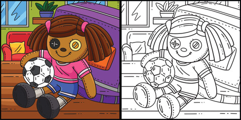 Plush Soccer Player Coloring Page Illustration