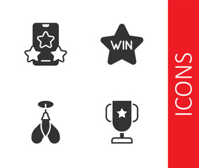Set Casino poker trophy cup, Online sports betting, Dart arrow and win icon. Vector