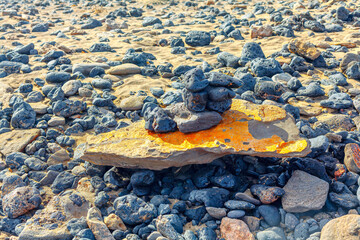 Volcanic rock on the beach of Lanzarote, Canary Islands, Spain