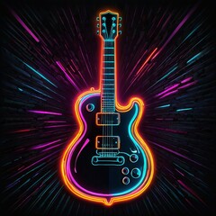 Fototapeta premium Neon guitar illustration