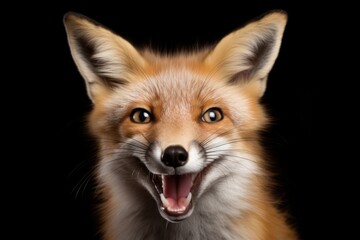 Naklejka premium Happy surprised fox with open mouth.
