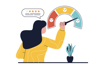 Online review concept. People giving feedback to a business services. Illustration for websites, landing pages, mobile applications, posters and banners.