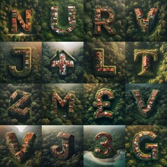 House in jungle lettering. AI generated illustration