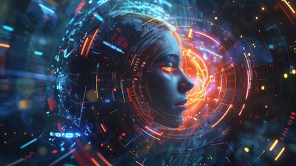 Obraz premium Futuristic Virtual Art Learning Interface Showcasing Interactive Lessons, Embracing the New Era of Art Education Concept.