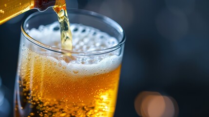 Pouring beer into glass - obrazy, fototapety, plakaty