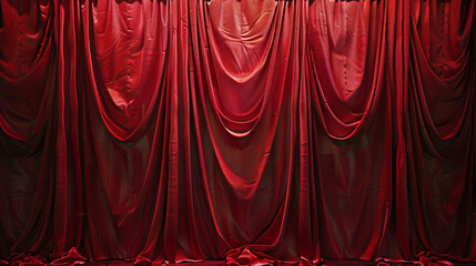 Large Red Stage Curtain - obrazy, fototapety, plakaty