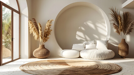 Fototapeta na wymiar Minimal Interior Design Background Stylish Living, Interior of living room with sofa 3d rendering 