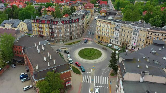 Plac Jagielly Roundabout Klodzko Rondo Aerial View Poland