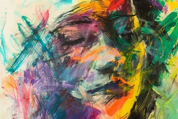 Vibrant Expressionist Sketch Illustrating the Passion of Art Education with Dynamic Strokes and Intense Colors, Emphasizing Individual Perspective.
