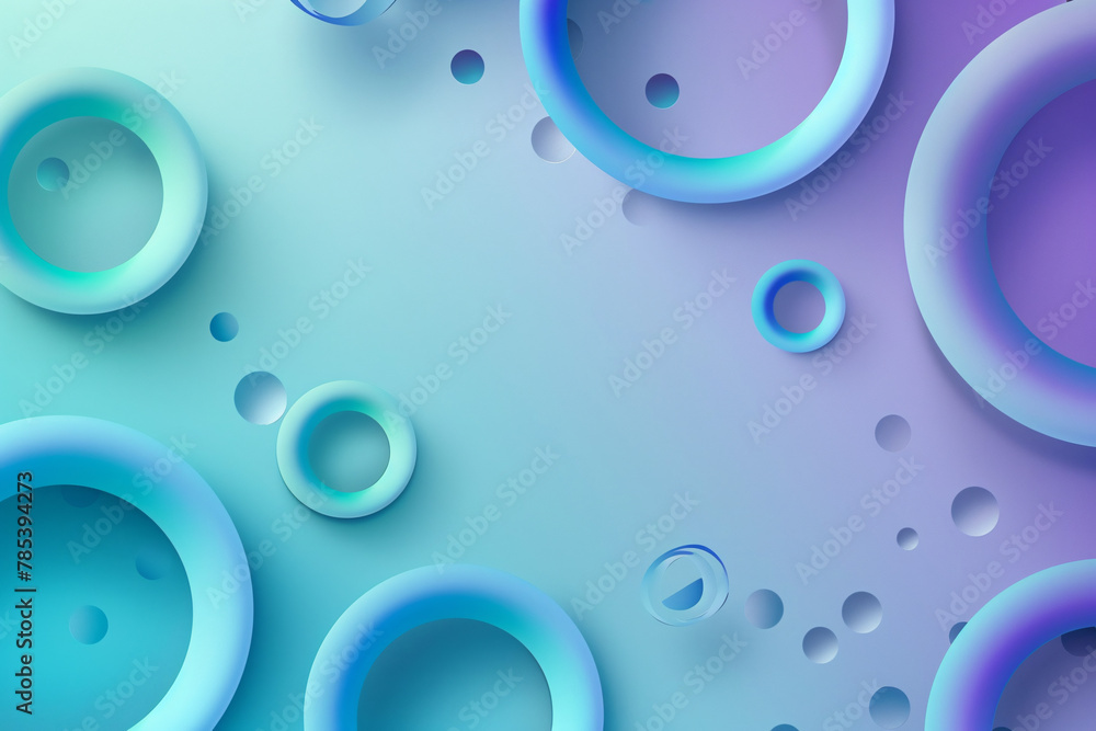 Poster abstract background featuring various sizes of blue and purple rings and circles in a gradient desig
