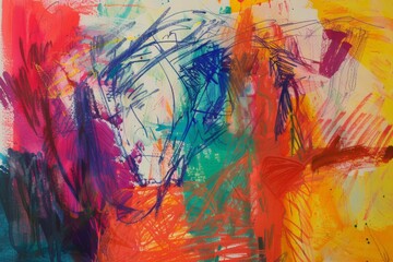 Vibrant Expressionist Sketch Illustrating the Passion for Art Education with Dynamic Strokes and Vivid Colors, Reflecting Emotional Intensity and Individual Perspective.