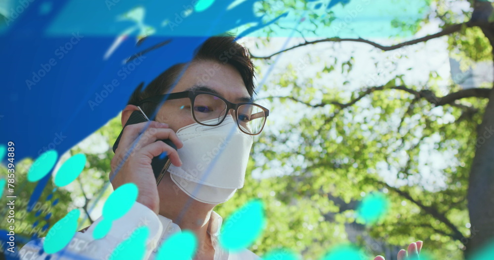 Poster image of data processing over asian man using smartphone