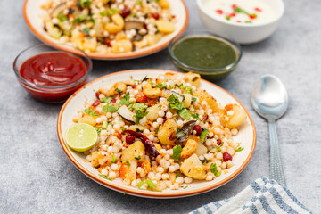 Sabudana Khichdi is a gluten-free Indian dish made with soaked tapioca pearls, potatoes, peanuts, and spices. It’s popular during fasting days.