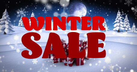 Winter sale over snowy landscape