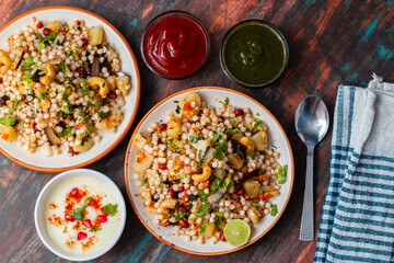 Sabudana Khichdi is a gluten-free Indian dish made with soaked tapioca pearls, potatoes, peanuts, and spices. It’s popular during fasting days.