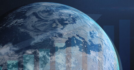 Obraz premium Image of data processing over globe