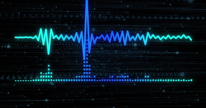 Image of moving columns over light spots on black background