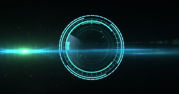 Image of light trails over scope scanning on black background
