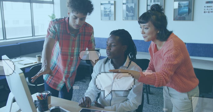 Image of subscribe over happy caucasian man using tablet - Powered by Adobe