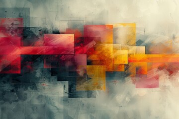 Vibrant Abstract Art Illustration Demonstrating Complex Concepts Through Geometric Shapes in Digital Painting Style.