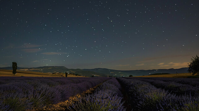 Lavender field at night Brihuega Guadalajara province