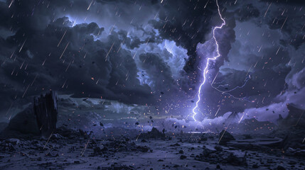 Lightning splits the sky and strikes