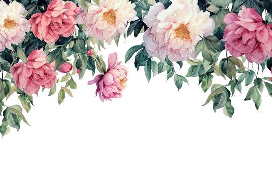PNG  Peony flowers nature painting pattern