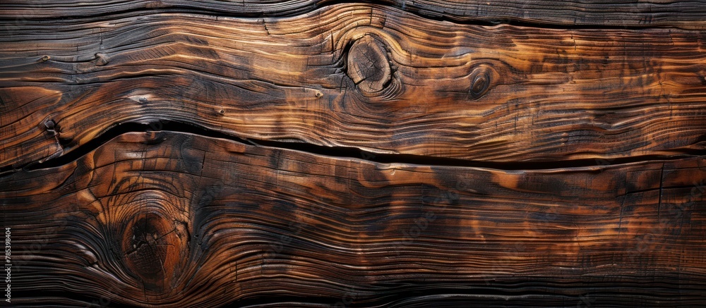 Poster a detailed view capturing the intricate patterns and textures of a rustic wood grain surface. the na