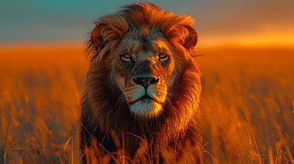portrait of a lion - obrazy, fototapety, plakaty