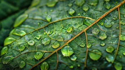 Close-up Leaves: A photo capturing the intricate patterns of veins on a leaf - obrazy, fototapety, plakaty