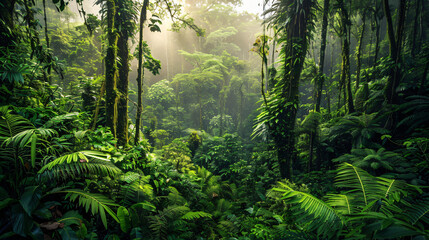 Lush Vegetation in the Rain Forest of Costa