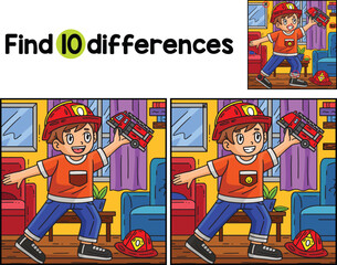 Child Firefighter Truck Toy Find The Differences