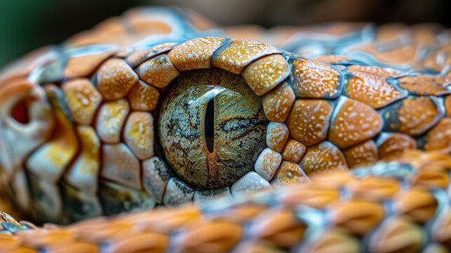 Eyes and Wildlife: A captivating macro close-up photo of a snakes eye