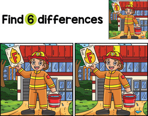 Firefighter with Letter F Find The Differences