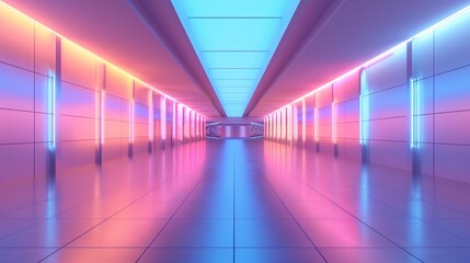 Tranquil Luminescence: A Captivating 3D Rendering of an Empty, Spacious Terminal Illuminated by Soft Light and Enhanced with Modern Design, Invoking a Serene Atmosphere of Grandeur and Sophistication 