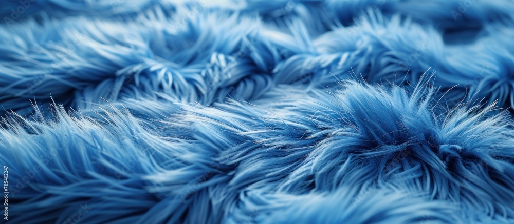 Poster detailed view of a fluffy blue fur texture, showcasing the softness and intricate patterns of the fa