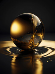 Magic golden ball in water