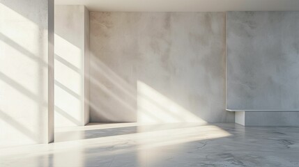 Luminous Tranquility: A Captivating 3D Rendering of an Empty Room Illuminated with Serene Light, Evoking Beauty and Calmness in Contemporary Spaces