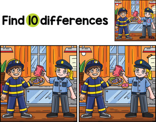 Firefighter and Policewoman Find The Differences
