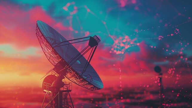 Technology and Communication: An image of a satellite dish pointing towards the sky