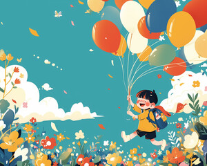 Children's Day, Balloons, Children, Events, Festivals, Cute, Characters,
