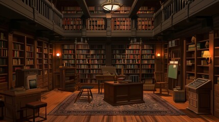 Library empty indoor scenario