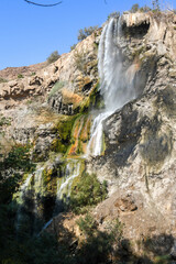View at Ma'In thermal spring waterfall in Jordan - 785405277