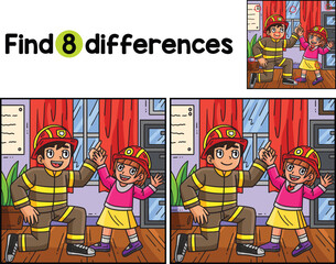 Firefighter and Child Find The Differences