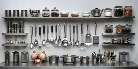 set of utensils in a kitchen