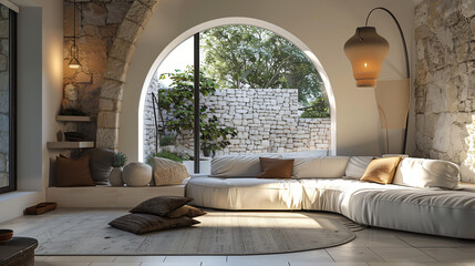 Mediterranean home interior design of modern living room