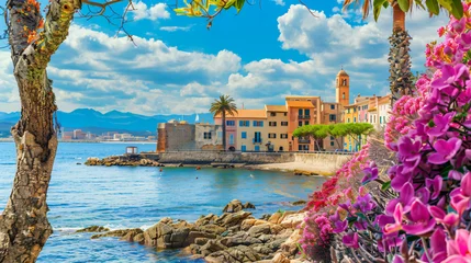 Wandcirkels tuinposter Mediterranean seacoast in Alghero city Sardinia Italy. © Ashley